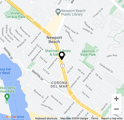 Map of Drift Salon Location in Corona del Mar Drift Salon Map Location in Corona del Mar off Pacific Coast Highway and Goldenrod Ave.